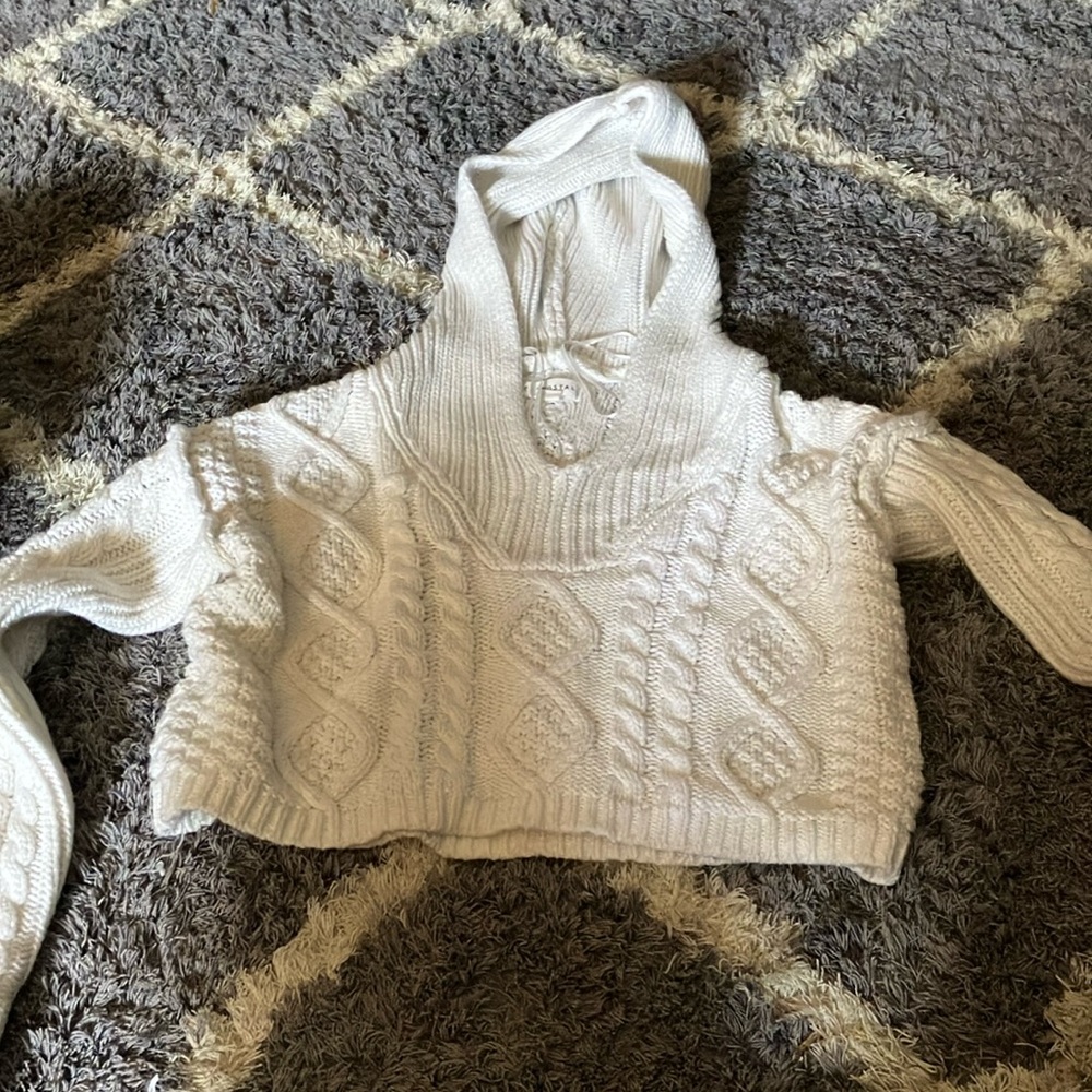 white cropped sweater